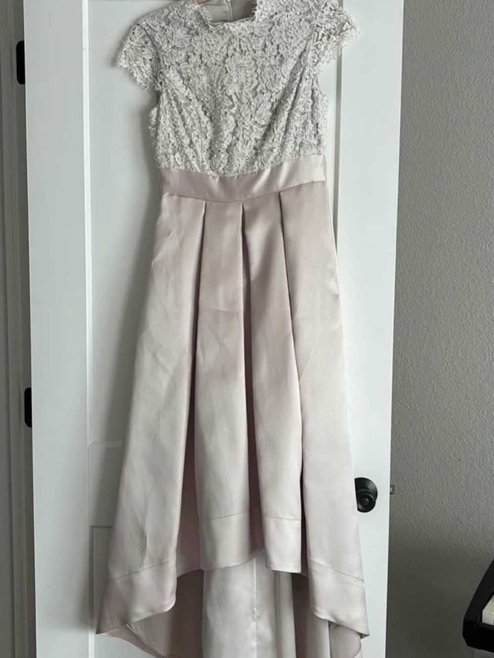 Eliza J Lace Bodice High-Low Dress in Blush